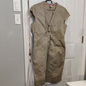 Max Mara Tan Button-Front Dress